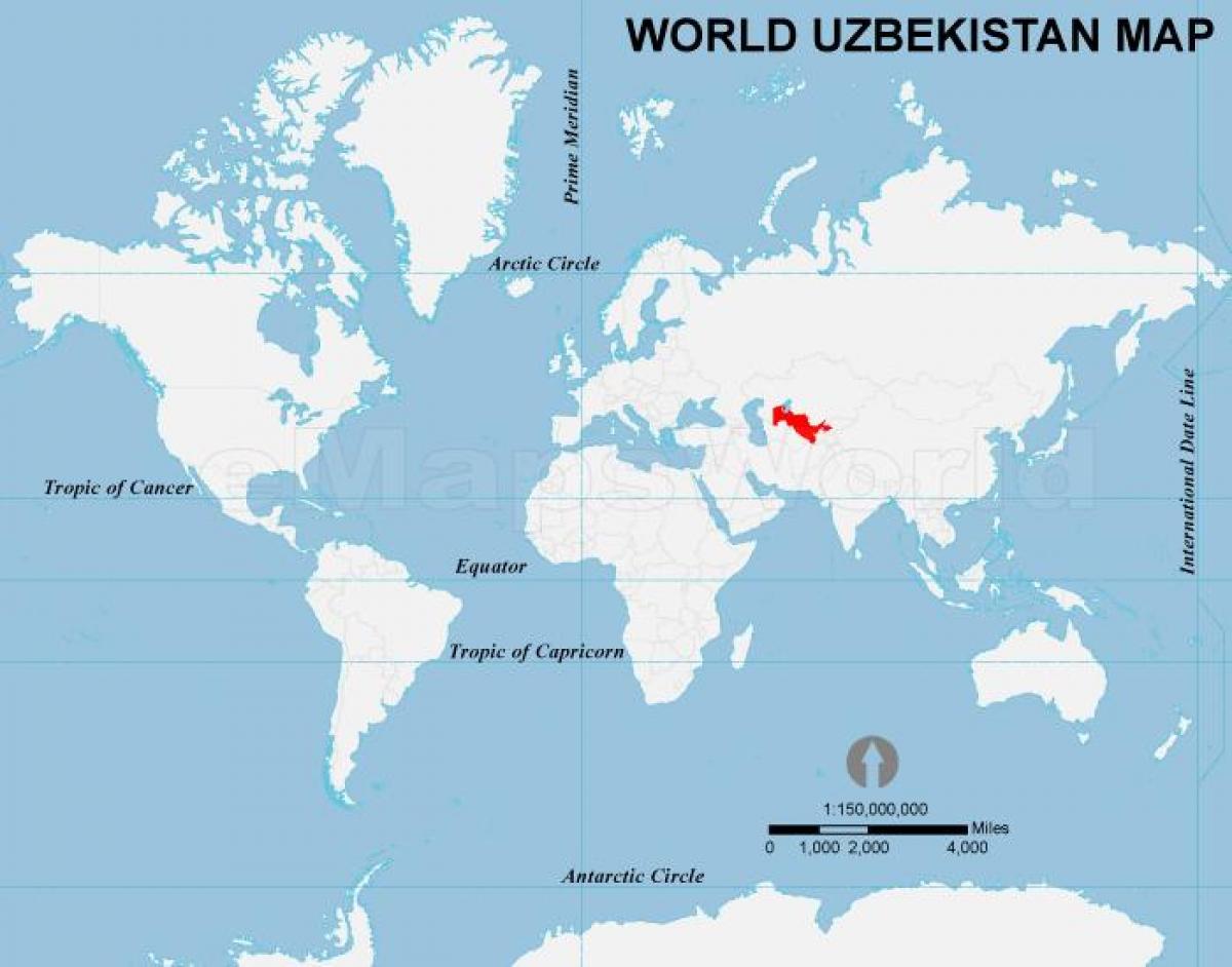 Uzbekistan polohu na mape sveta