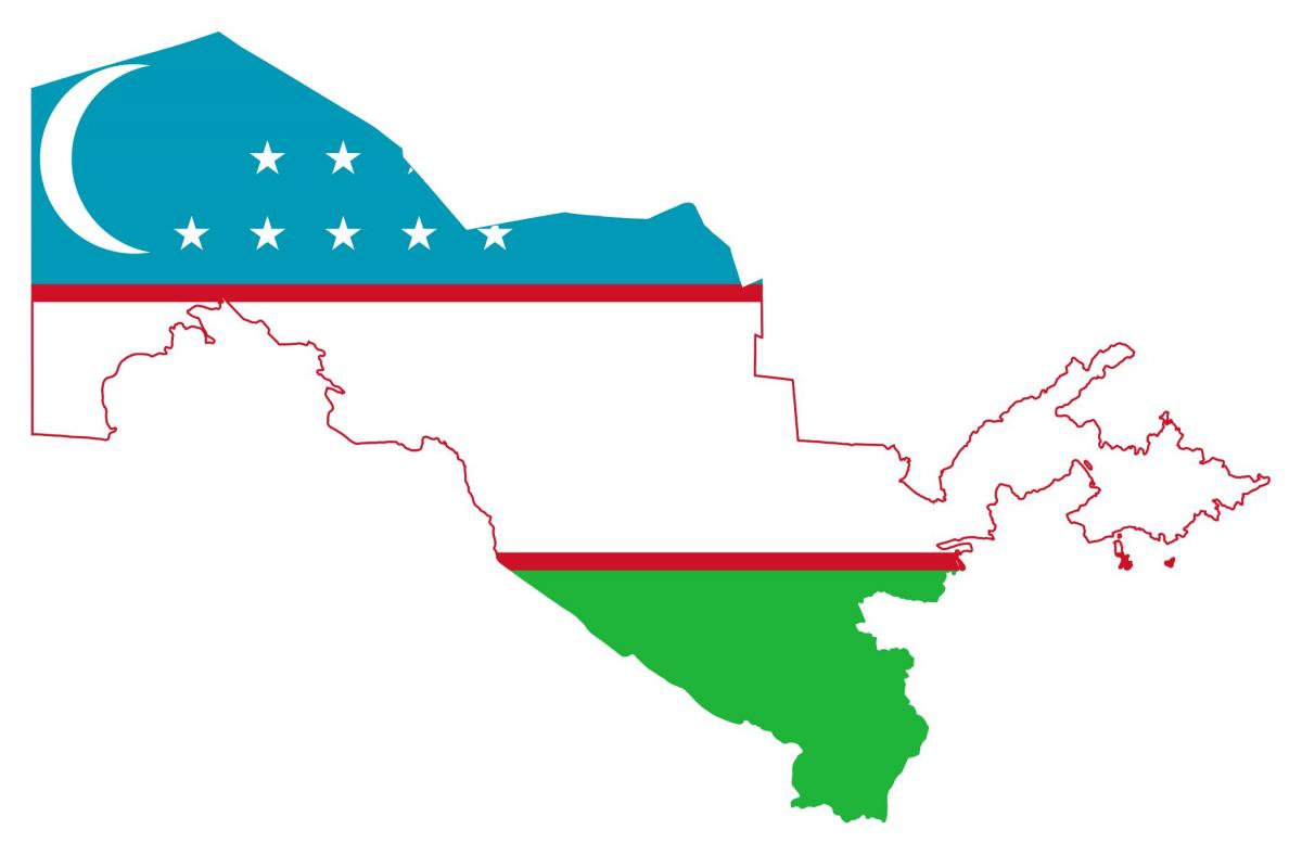 mapa Uzbekistan vlajka 