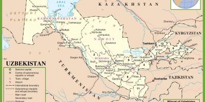 Mapa Uzbekistan politické 
