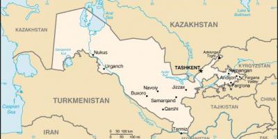 Mapa Uzbekistan mestá